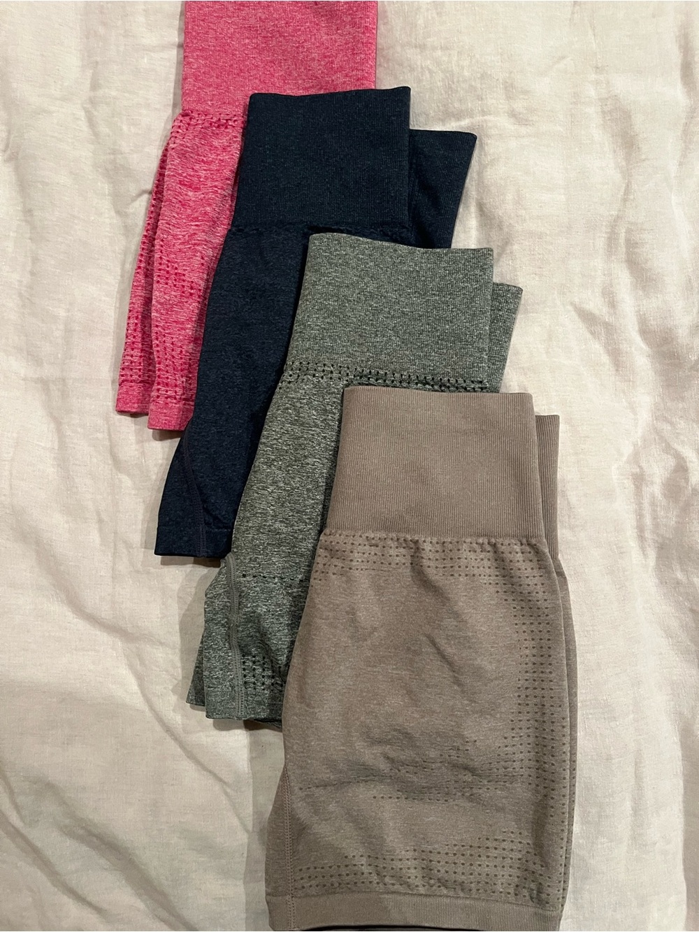 Seamless High-Waist Workout Shorts Pack - Pink, Navy, Gray, Olive, Taupe